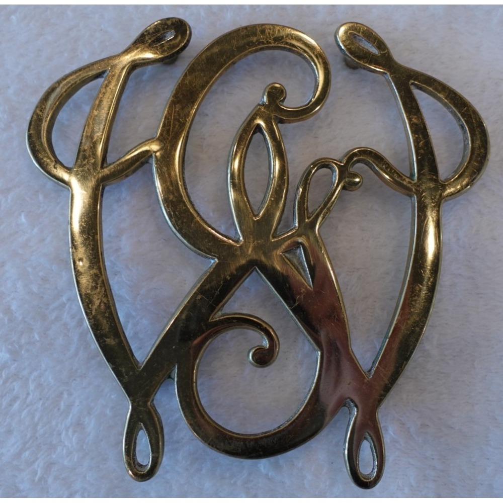 Vintage Brass George Washington Cypher Trivet Bicentennial 250 Virginia Metal
